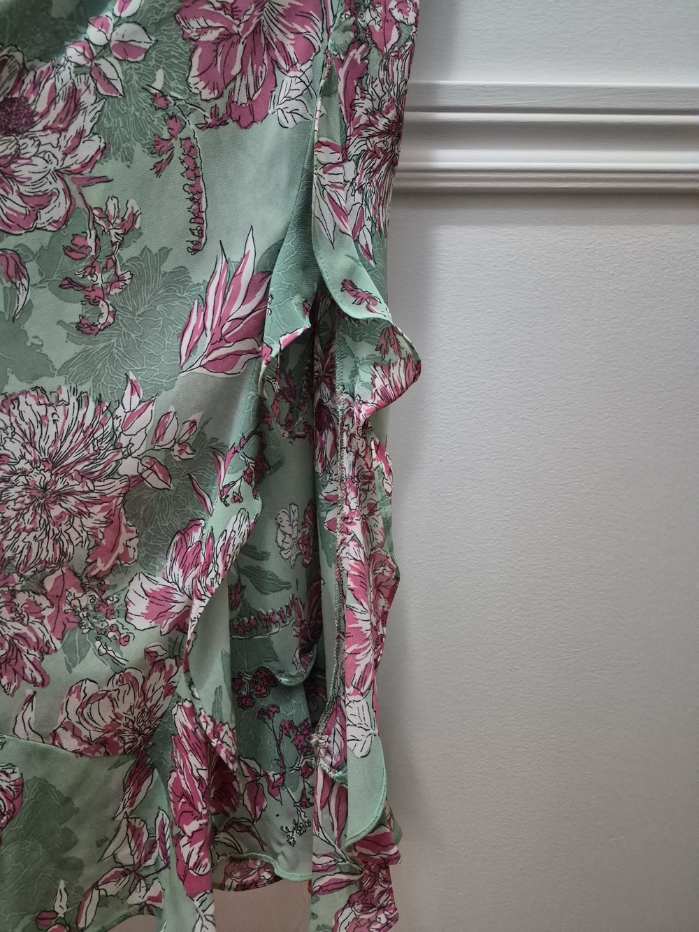 Floral Slip Midi Dress With Open Back in Sage and Pink - Picture 7 of 9
